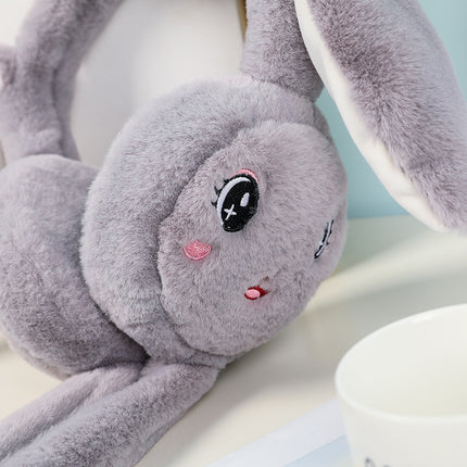 Cute Rabbit Moving Ears Children's Earmuffs Plus Velvet Thickened Cold-proof Warm Student Earmuffs Internet-famous Cartoon Ear Bag