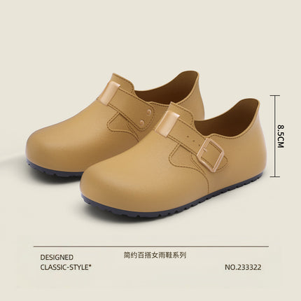 Spring and Summer Flat Low-Top Lazy Water Shoes for Women, Birkenstock Rain Shoes, Stain-Resistant, Easy to Clean, Waterproof Work Shoes for Women