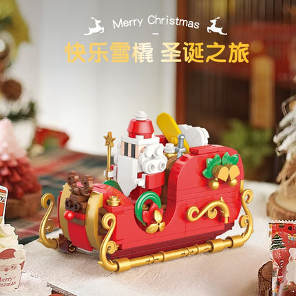 [Free Shipping] Genuine Jiaqi 1302 Colorful Christmas Tree Building Blocks Rotating Music Box Chinese Christmas Building Blocks Gift
