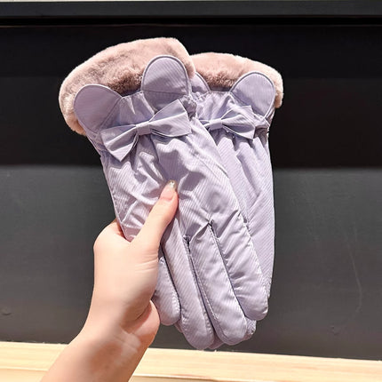 Winter Gloves for Women, Thickeneded and Velvet, Cold-Proof, Waterproof, Touch-Screen Cycling Electric Bike, Warm Ski Cotton Gloves