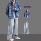 Blue jacket + blue jeans two-piece set high quality / M