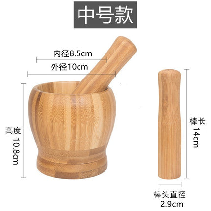 Garlic Mashing Pot Garlic Mashing Pot Mortar Mashing Garlic Mashing Pot Household Garlic Pot Mashing Pot Press Garlic Stick Spicy Bamboo and Wood