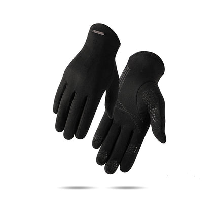 Suede Warm Gloves Men's and Women's Velvet Heating Winter Outdoor Cycling Touch Screen Non-slip Flip Double-sided Velvet Gloves