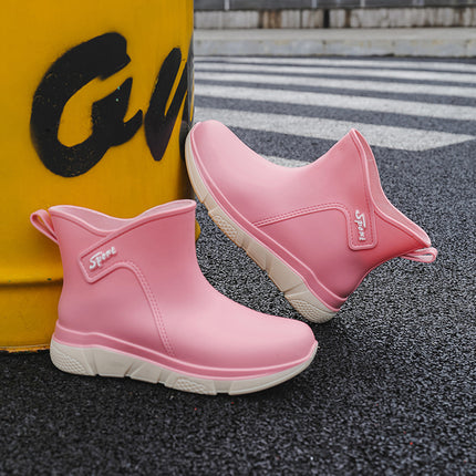 Fashionable Waterproof Rain Boots for Women, Fashionable Mid-Calf Water Boots, Lightweight Outer Overshoes, Non-Slip, Versatile and Wear-Resistant for All Seasons