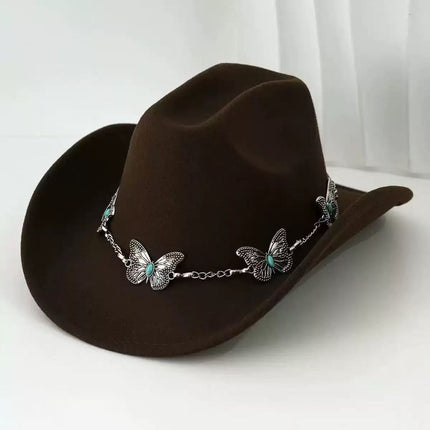 Solid Color Light Board Felt Western Cowboy Hat Outdoor Autum Hat Women's Simple French Hat Men's High-End