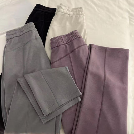 Lulu Women's Straight Air Pants Softstreme Wide-Leg Slimming Look Modal Casual Loose High-Waist Casual Versatile