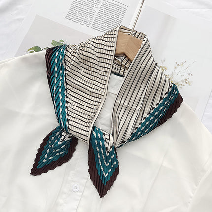 New wrinkled small square scarf female Korean imitation silk printed wrinkled small scarf Joker scarf decorative scarf wholesale