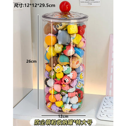 Cute Storage Can Transparent Dustproof Small Hand-held Greedy Baby Mini Bubble Mart Lego Storage Box