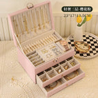 Diamond pink three-layer jewelry box