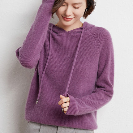 Hooded Knit Sweater for Women 2025 Autumn and Winter New Loose Cable Knit Hooded Sweatshirt Thickened Casual Sweater Base Layer