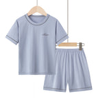 110cm / Zf-short-sleeved suit) temperament blue