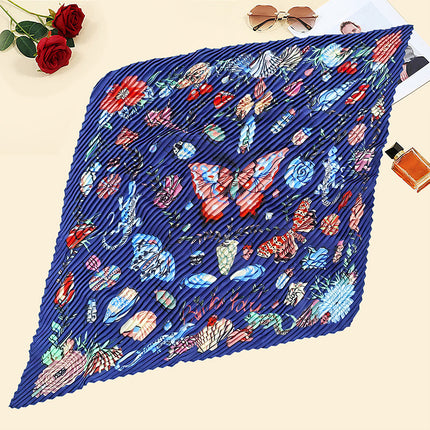 New wrinkled small square scarf female Korean imitation silk printed wrinkled small scarf Joker scarf decorative scarf wholesale