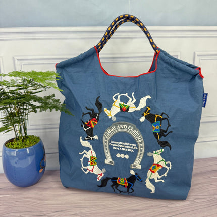 ball chain Japanese high quality eco-friendly shopping bag embroidered hand canvas bag nylon shopping bag