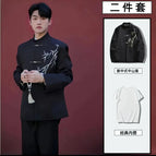 Black zhongshan clothing + white t-shirt / S