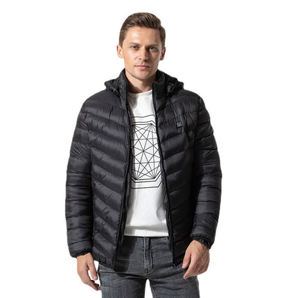 Cross-border Explosions Heating Cotton Clothes Men's Nine-zone Hooded USB Heating Long-sleeved Women's Intelligent Constant Temperature Heating plus size Cotton Clothes