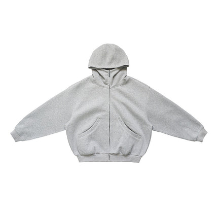 Unf 550g Heavy Air Oversize Loose Silhouette Hooded Sweatshirt Zipper Jacket Autumn and Winter for Men and Women