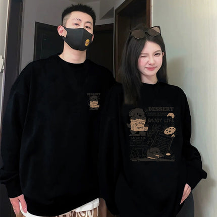 Autumn and Winter Clothing for Men and Women, High-End Velvet Round-Neck Sweatshirts, Couple Wear, Trendy Brand Class Uniforms, Warm Bottoming Shirts