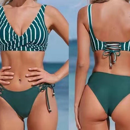 2024 New Cross-border Swimming Wading Split Sexy Backless European and American Bikini Bikini Swimsuit for Women