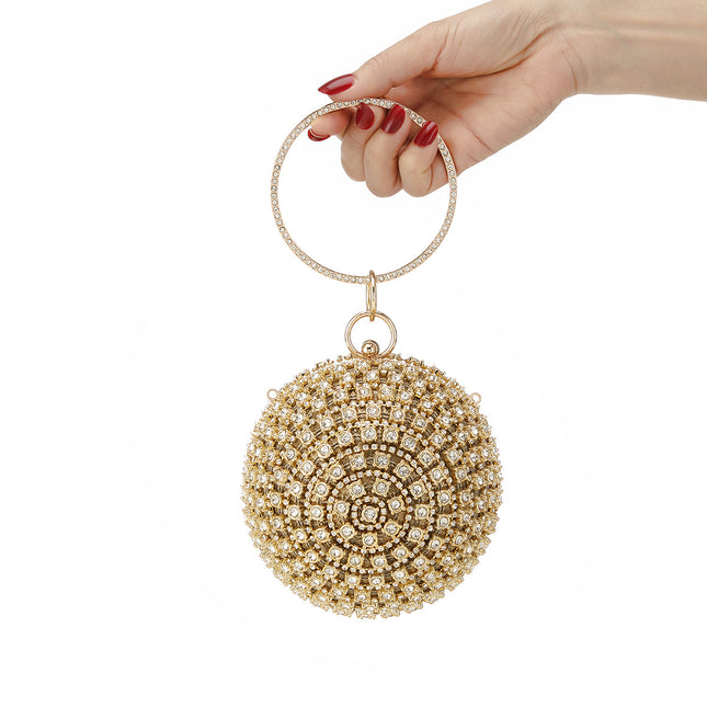 Cross-border hot rhinestone spherical ball evening bag evening bag hand handbag European and American shoulder messenger bag for women