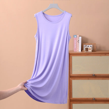 Modal Vest Dress Nightgown Women's Bottoming Skirt Summer Large Size Thin Sleeveless Mid-Length Skirt Fat mm 100kg Dress