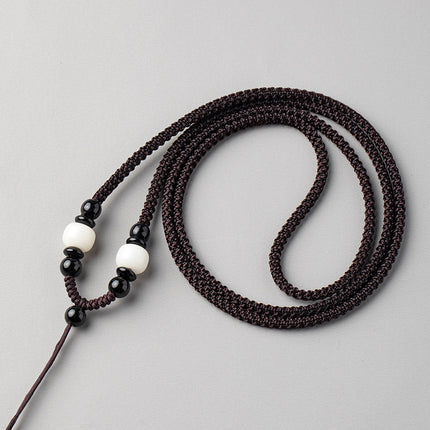 Artisan Obsidian Agate Emerald Pendant Rope Hand-woven Necklace Rope Men's and Women's Pendant Neck Pendant with Rope