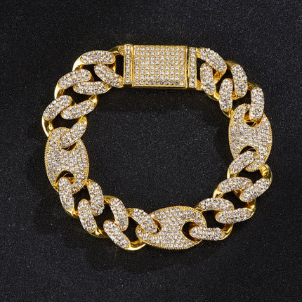 Spring popular Cuban chain fashion fashion design sense hip hop necklace 15mm zinc alloy rhinestone necklace jewelry