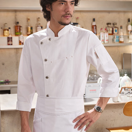 Tesmei Chef Overalls for Men and Women Long-Sleeved Restaurant Catering Baking Kitchen Chef Chef Uniforms Hotel Chef Uniforms Fashion