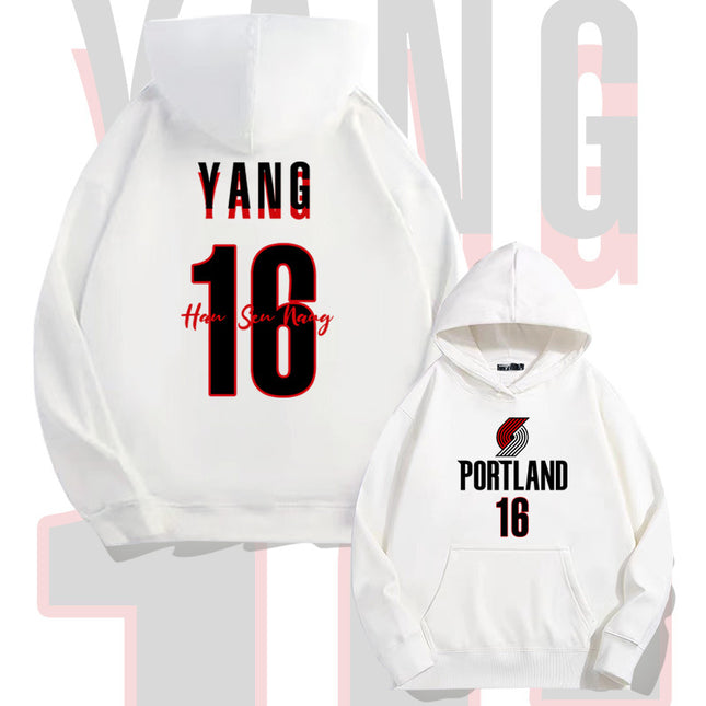 Trailblazer Yang Hanssen No. 16 Fan Hooded Pullover Sweatshirt for Young Men, Autumn Men's Long-Sleeve Jacket Top