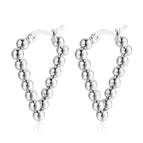 Steel color triangular bead earrings ms-344b
