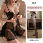Black + black fishnet stockings / S