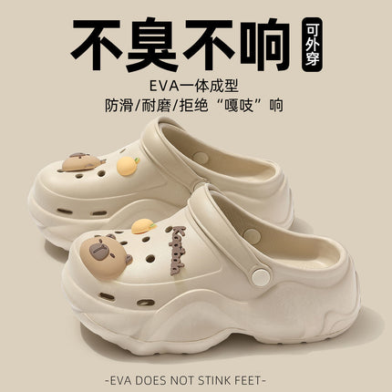 Thick-Soled Croc Shoes Women's Outerwear Summer 2025 New Beach Seaside Baotou Eva Sandals and Slippers Lightweight and Soft Elastic