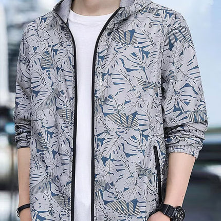 Ice Silk Sun Protection Clothing Men's Thin Breathable Hooded Sun Protection Clothing Foreign Trade Outdoor Sports Fishing Zipper Skin Jacket
