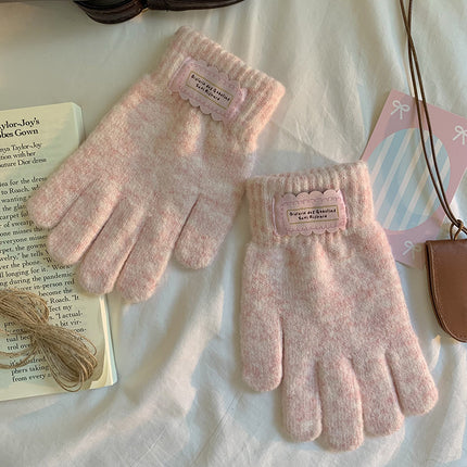 Wool Blended Candy Color Pure Color Gloves Autumn and Winter Sweet Cold-Proof and Warm Cycling Couple Gloves with Touch Screen