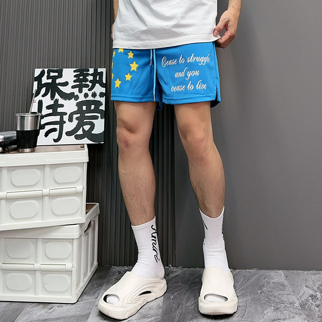 Carefully Selected American Printed Letter Sports Quarter Pants, Trendy Brand, Simple Embroidery, Harajuku Style New Style, Over-The-Knee Shorts
