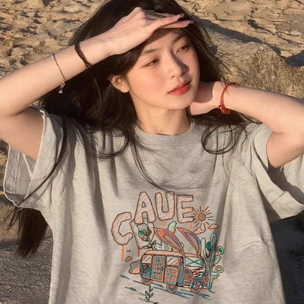 Black Short-Sleeved T-Shirt for Women 2026 New Pure Cotton Summer Design Half-Sleeved Loose American Style Lazy Chic Top