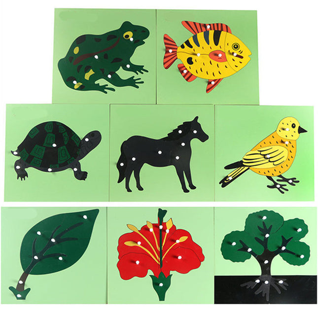 Professional Version of Montessori Animal and Plant Panel Puzzle Montessori Teaching Aids 0-3 Early Education Educational Toys Direct Supply from the Manufacturer