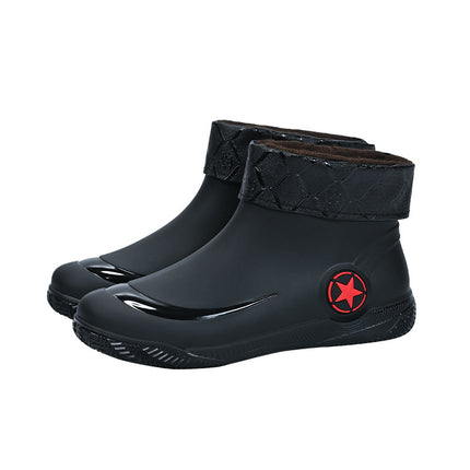 Fashion short tube men's rain shoes low non-slip waterproof shoes casual shallow mouth rain boots popular water shoes flat rubber shoes wholesale