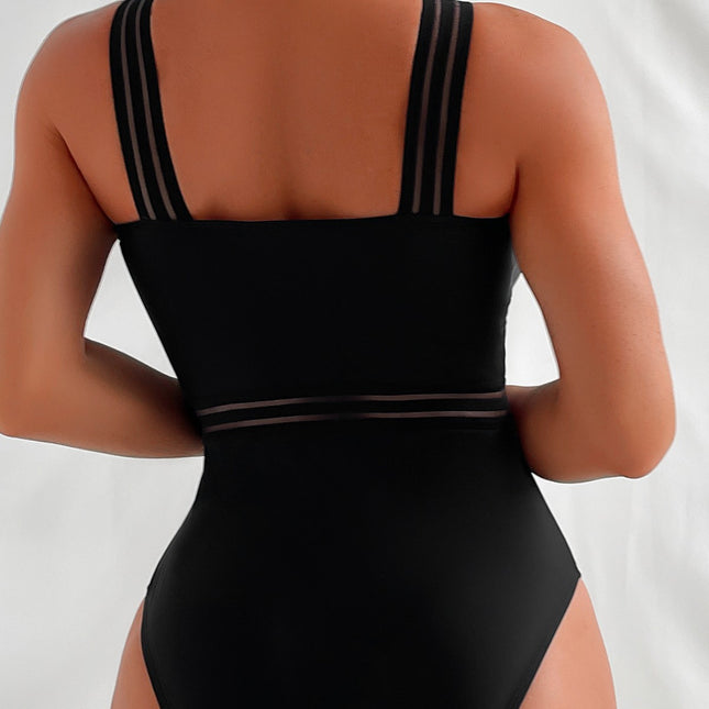 2025 New Aliexpress European and American Cross-Border Bikini Solid Color Cross Strap One-Piece Sexy Bikini Swimsuit for Women