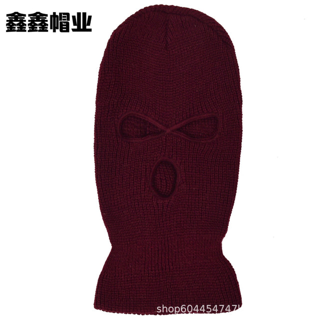 Candy-Colored Knitted Hat with Three-Hole Design, Windproof Face Mask Hat for Outdoor Cycling, Unisex