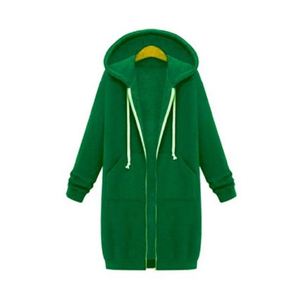 AliExpress Ebay Amazon Autumn and Winter Women's European and American Hooded Long Sleeve Long Sweater Fleece Zipper Coat Women