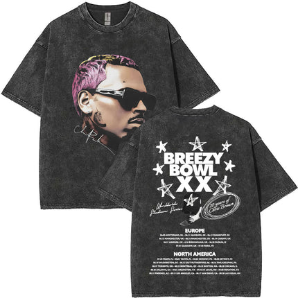 Vintage Washed Chris Brown Pop Music Album Cover Graphic t Shirt