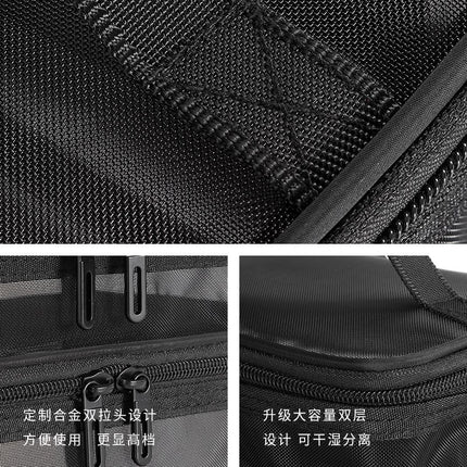 New Large-Capacity Cosmetic Bag for Women, Black Transparent Mesh Cosmetics and Toiletries Storage Bag with Transparent Design