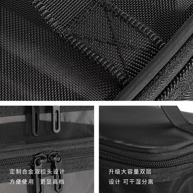 New Large-Capacity Cosmetic Bag for Women, Black Transparent Mesh Cosmetics and Toiletries Storage Bag with Transparent Design