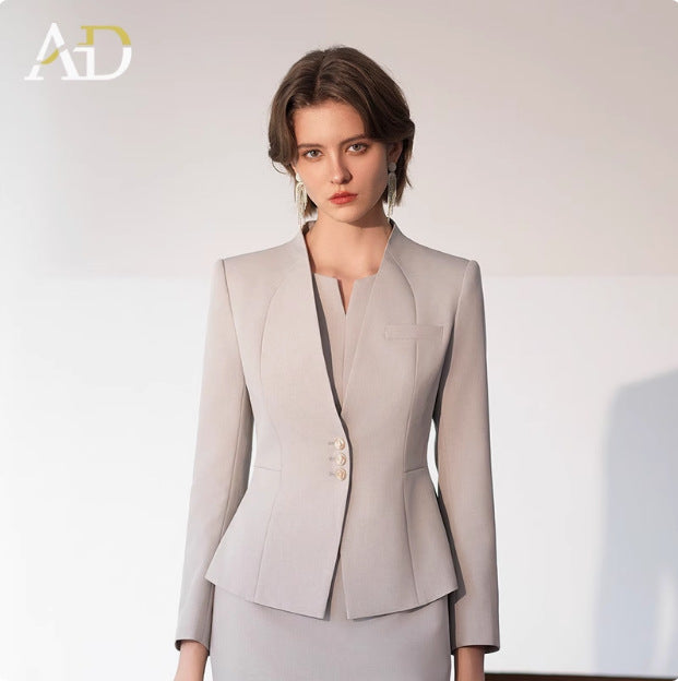 AD Suit Jacket Female Temperament Small Light Color Professional Interior dress Two-piece President Fan Manager Workwear