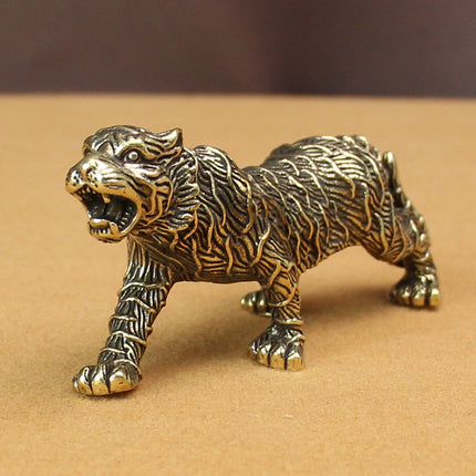Pure Brass Leopard Desktop Ornaments Office Lucky Leopard Vintage Style Play Tea Pet Small Ornaments Hand Handle