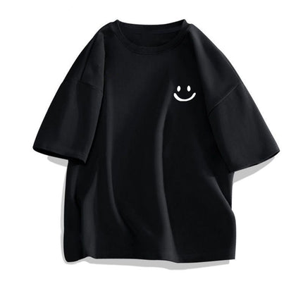 Heavy cotton short sleeve T-shirt men's fashion brand summer fashion simple printed top loose five sleeve lovers wholesale