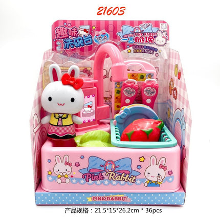 One-word pink rabbit kitchen refrigerator cake dessert shop girl simulation play house toys wholesale mini notebook