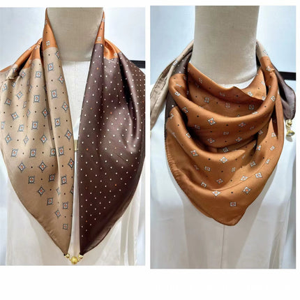 2024 New Magnetic Buckle Silks and Satins Square Scarf Women's Spring and Autum Scarf High-end Decorative Triangle Scarf Neck Protector