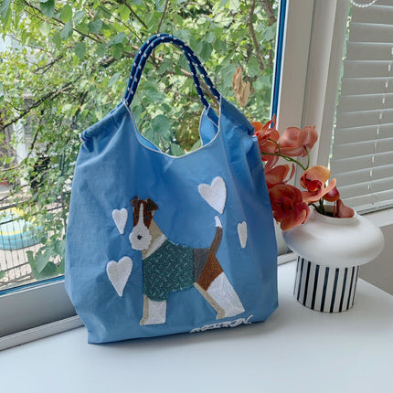 Summer Women's Nylon Bag, Versatile Cartoon Women's Bag, Fashionable Oxford Bag, Large Capacity Shopping Bag, Embroidered Shoulder Bag