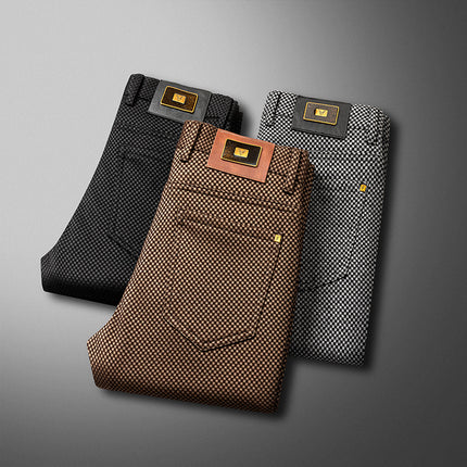 Corduroy 2025 Men's Light Luxury Business Casual Pants Autumn and Winter New Fashion Slightly Elastic Straight-Leg Warm Fleece-Lined Men's Pants